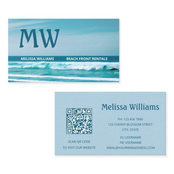 QR Code Ocean Wave Initials