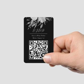 QR Code Online Photo Black Floral Website RSVP