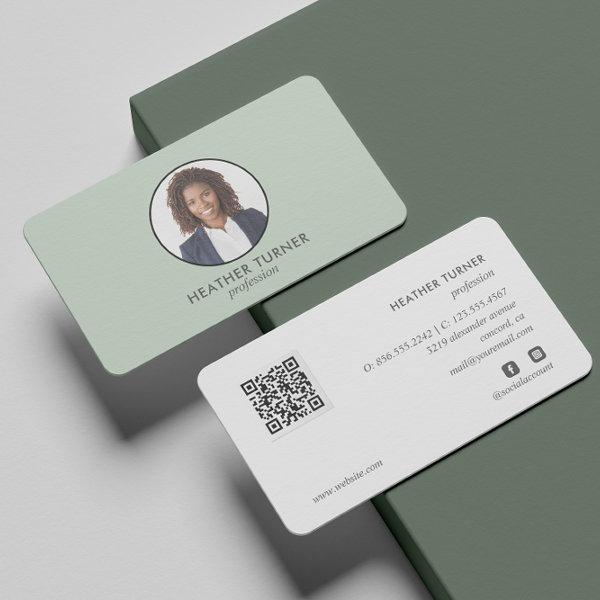 QR CODE or Logo Professional Headshot Photo Green