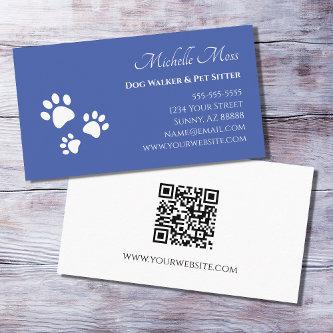 QR code Pet Sitter Paw Prints Blue