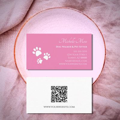 QR code Pet Sitter Paw Prints Pink