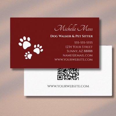 QR code Pet Sitter Paw Prints Simple Red