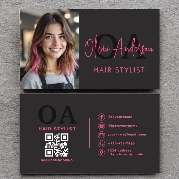 QR Code Photo Hair Stylist Monogram Typography