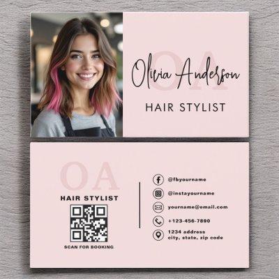 QR Code Photo Hair Stylist Monogram Typography