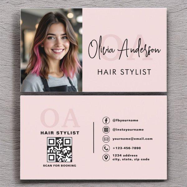 QR Code Photo Hair Stylist Monogram Typography