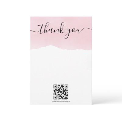 QR code pink watercolor thank you insert card
