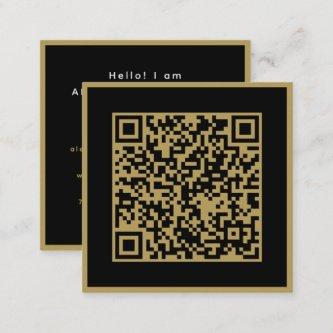 QR Code Professional Black Gold Simple Modern Square