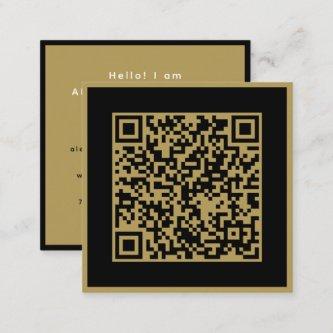 QR Code Professional Black Gold Stylish Modern Square