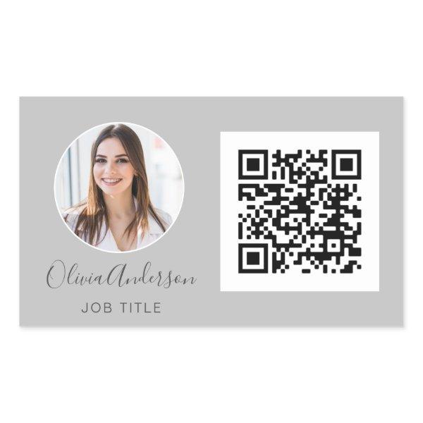 QR Code Professional Photo Grey  Rectangular Sticker