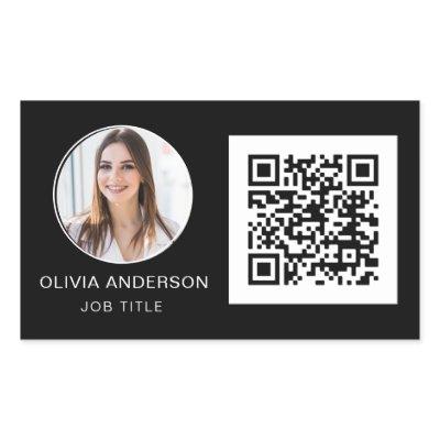 QR Code Professional Photo White  Rec Rectangular Sticker