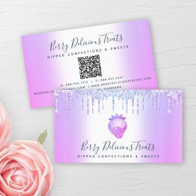 QR Code Purple Glitter Strawberry Confection Chef