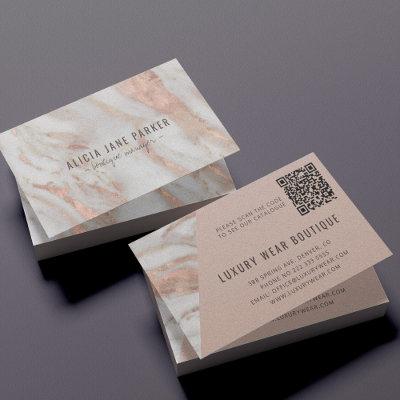 QR CODE rose gold blush marble stone elegant