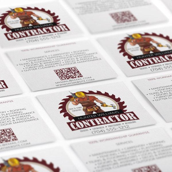 QR Code Rustic Contractor Repair Maintenance Square