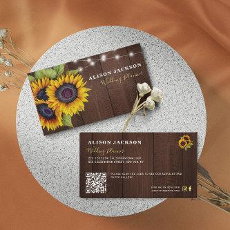 QR CODE rustic sunflowers barnwood wedding planner