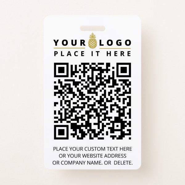 QR Code Scan Now | Modern Custom Company Logo Text Badge