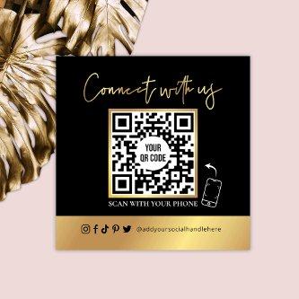 QR Code Scannable Black & Faux Gold