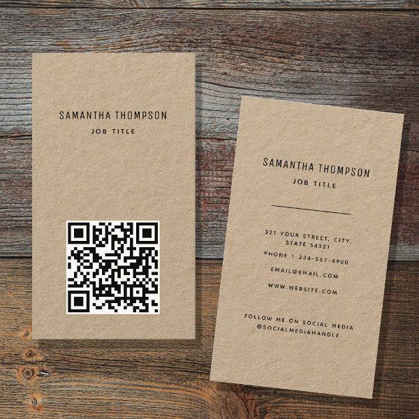 QR Code Scannable Modern Professional Rustic Kraft