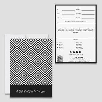 QR Code Service Note Black White Gift Certificate