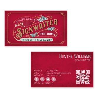 QR Code Signs & Displays Red Vintage Signwriter