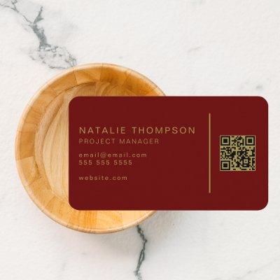 QR Code Simple Elegant Classy Dark Red and Gold