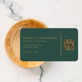 QR Code Simple Elegant Emerald Green and Gold