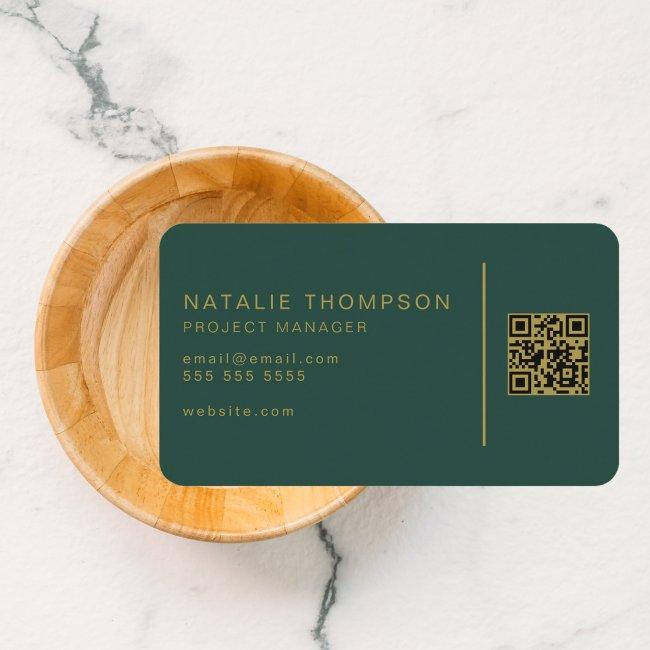 QR Code Simple Elegant Emerald Green and Gold