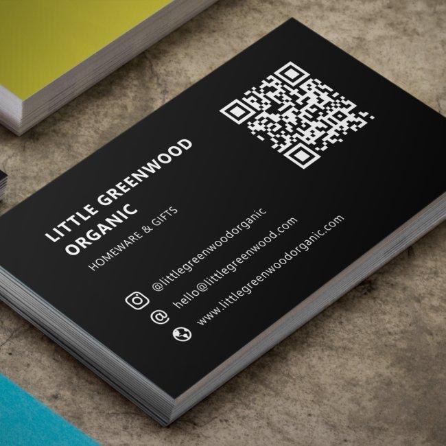 QR Code Simple Modern Minimal Black Instagram