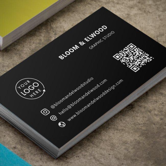 QR Code Simple Modern Minimal Black Logo