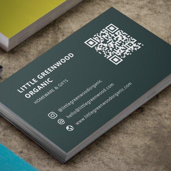QR Code Simple Modern Minimal Green Instagram
