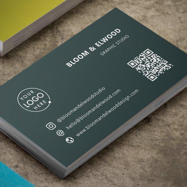 QR Code Simple Modern Minimal Green Logo