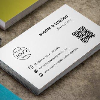 QR Code Simple Modern Minimal White Logo