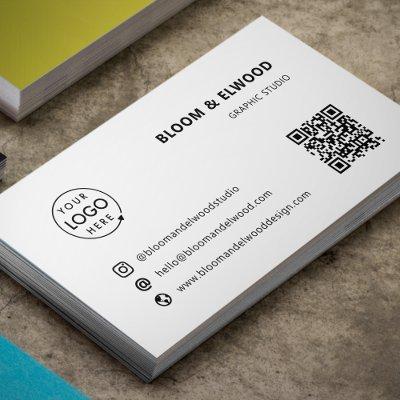 QR Code Simple Modern Minimal White Logo