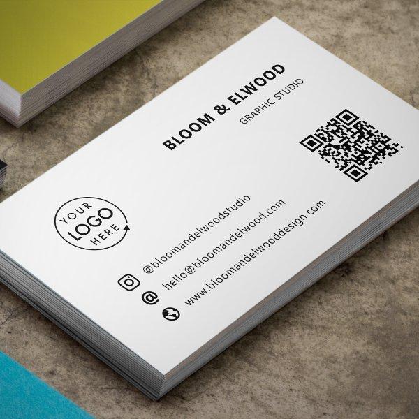 QR Code Simple Modern Minimal White Logo