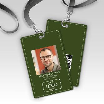 QR Code Smart Contact • Dark Green Business ID Badge