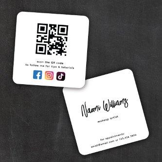QR Code Social Media Icons Simple Modern  Square