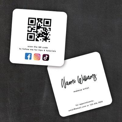 QR Code Social Media Icons Simple Modern  Square
