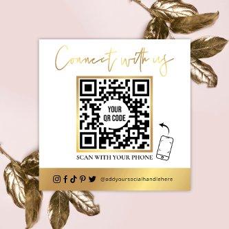 QR Code Social Media White & Gold