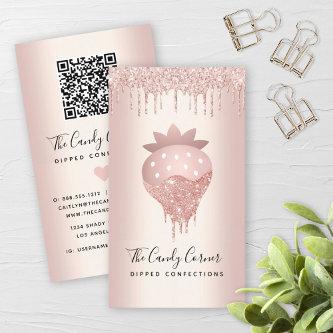 QR Code Strawberry Rose Gold Drip Confection Sweet