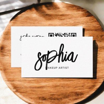 QR Code Stylish Script Girly Minimal White