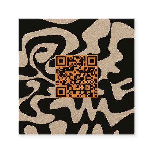QR Code Tan Orange Brown Retro Groovy Kraft Square
