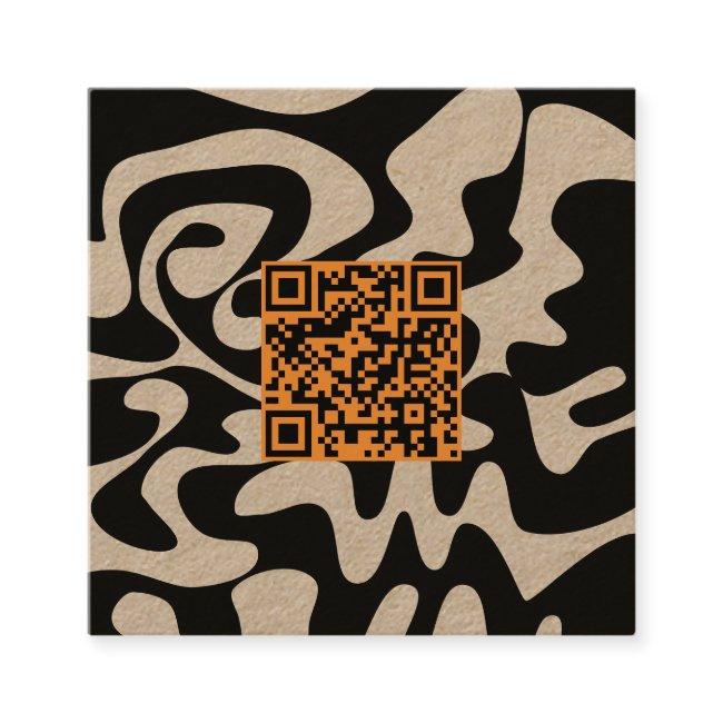 QR Code Tan Orange Brown Retro Groovy Kraft Square