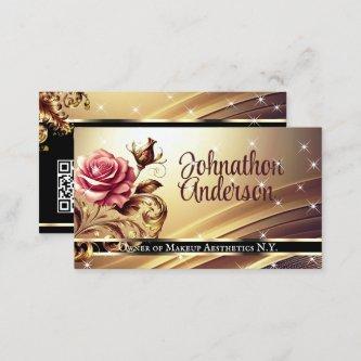 QR Code Template Deluxe Gold Rose Luxury Chic Glam