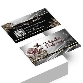 QR Code Template Deluxe Silver Rose Luxury Chic