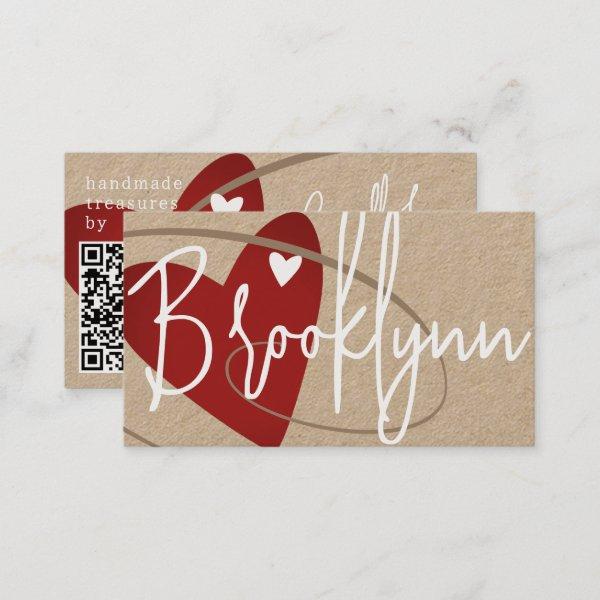 QR Code Template Made With Love Heart Crafters Red