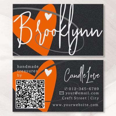 QR Code Template Orange Made Love Heart Crafters