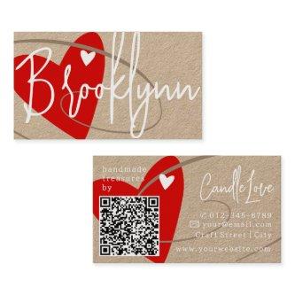 QR Code Template Red Made With Love Heart Crafters