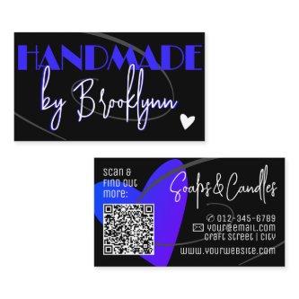 QR Code Template Stylish Blue Handmade Love Heart