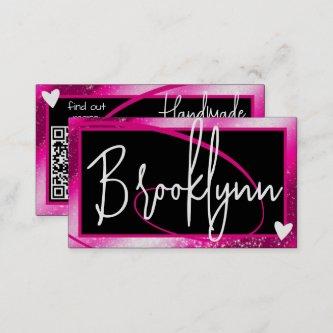 QR Code Template Stylish Girly Pink Frame Heart
