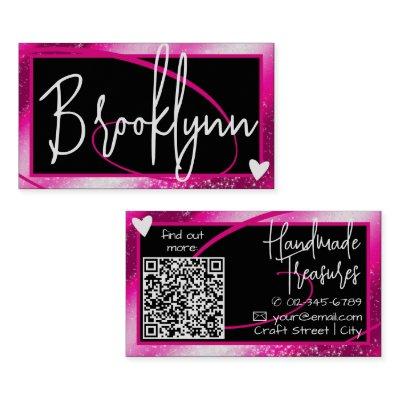 QR Code Template Stylish Girly Pink Frame Heart