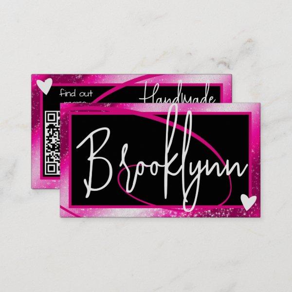 QR Code Template Stylish Girly Pink Frame Heart